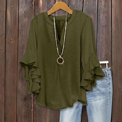 💥Summer Promotion 50% OFF☀️Women's Ruffle Sleeve V-Neck Shirt