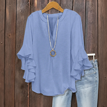 💥Summer Promotion 50% OFF☀️Women's Ruffle Sleeve V-Neck Shirt