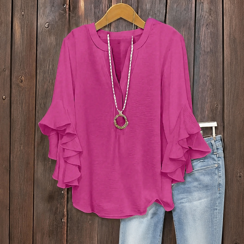 💥Summer Promotion 50% OFF☀️Women's Ruffle Sleeve V-Neck Shirt