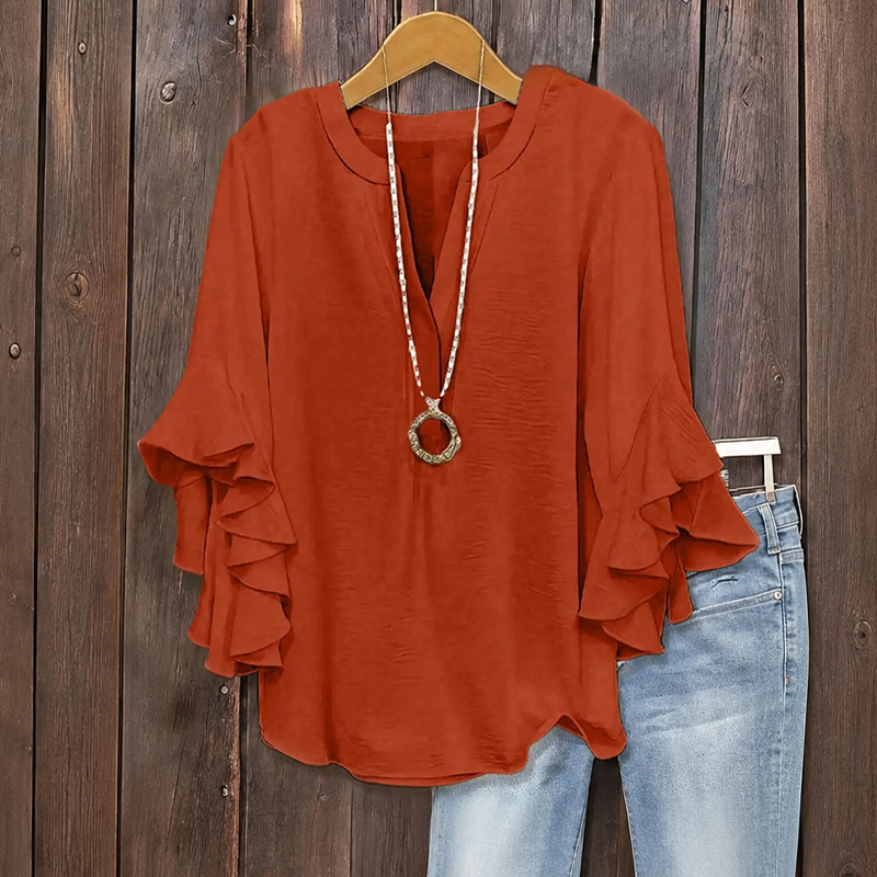 💥Summer Promotion 50% OFF☀️Women's Ruffle Sleeve V-Neck Shirt