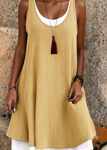⏰Last Day Sale 50% Off💃Women's Casual Loose Sleeveless Fake Two Piece Tank Dress