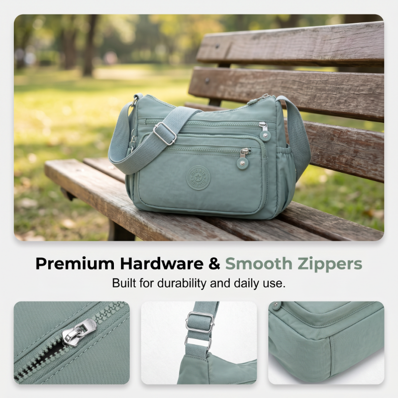 ⌛Limited-Time Offer-Lightweight Multi-Pocket Nylon Crossbody Bag