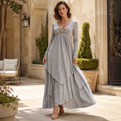 Bestseller🏆👗 Tiered Midi Dress with Heart Accent – Flattering A-Line & Breezy Fabric for Travel or Gatherings