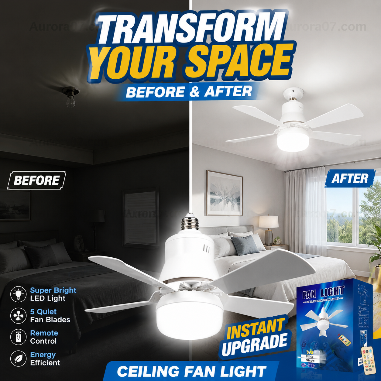 🏆LAST DAY SALE 49% OFF🔥SmartBreez™ 40W LED Ceiling Fan Light – 20.5” Ultra-Quiet with Remote 🎯 | E27 + FREE B22 Adapter 🔌 | For Bedroom 😴, Kitchen 👩‍🍳 & Garage 🛠️ – UK Ready! 🇬🇧