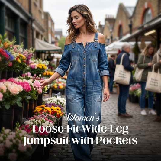 🔥Limited-time offer-Loose Fit Wide-Leg Overall Jumpsuit with Pockets
