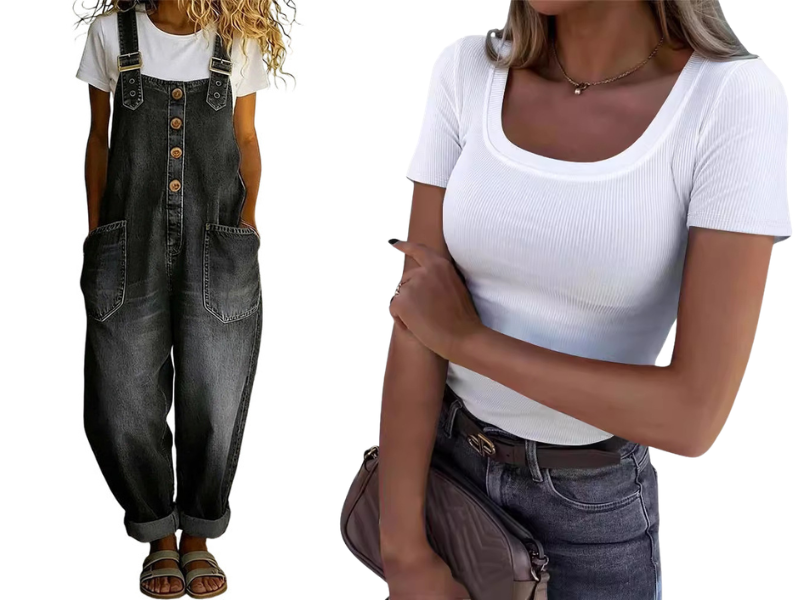 ✨ Easy Everyday Comfort | Women's Relaxed-Fit Denim Overalls with Deep Pockets