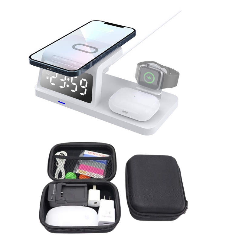 💥Hot Sale Deals-4-in-1 Fast-Charging Wireless Charging Station With Clock