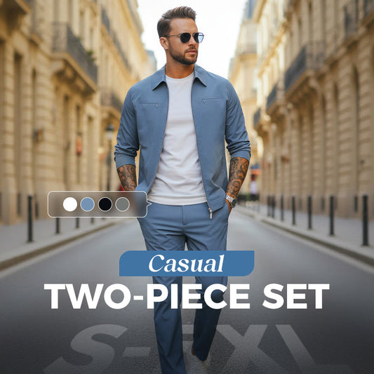 💥Limited-time offer-Men’s Casual Solid Color 2-Piece Set – Jacket & Pants