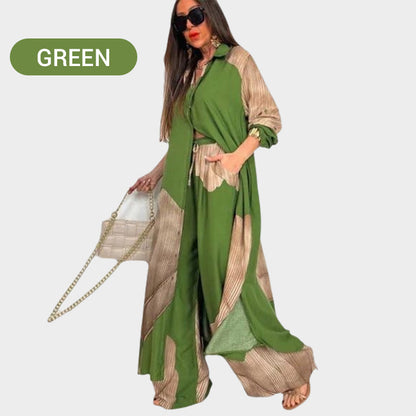 Full Button Down Long Shirt & Drawstring Pants Set