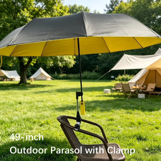 ⌛Today's Daily Special-Outdoor Camping Sunshade Umbrella with Clip, Sun Parasol Umbrella, 49-Inch Large Canopy, UV Protection, Beach Gear, Ideal for Travel, Fishing, Golf, Sports Events, Lightweight Canopy