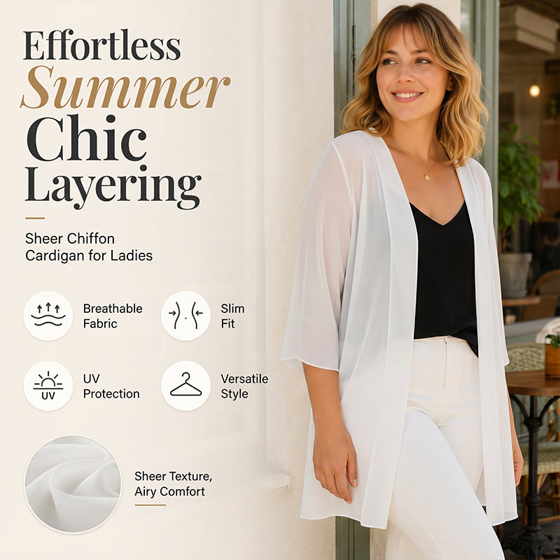 ⌛Limited-Time Offer-Women's Chiffon Open Front Cardigan Loose