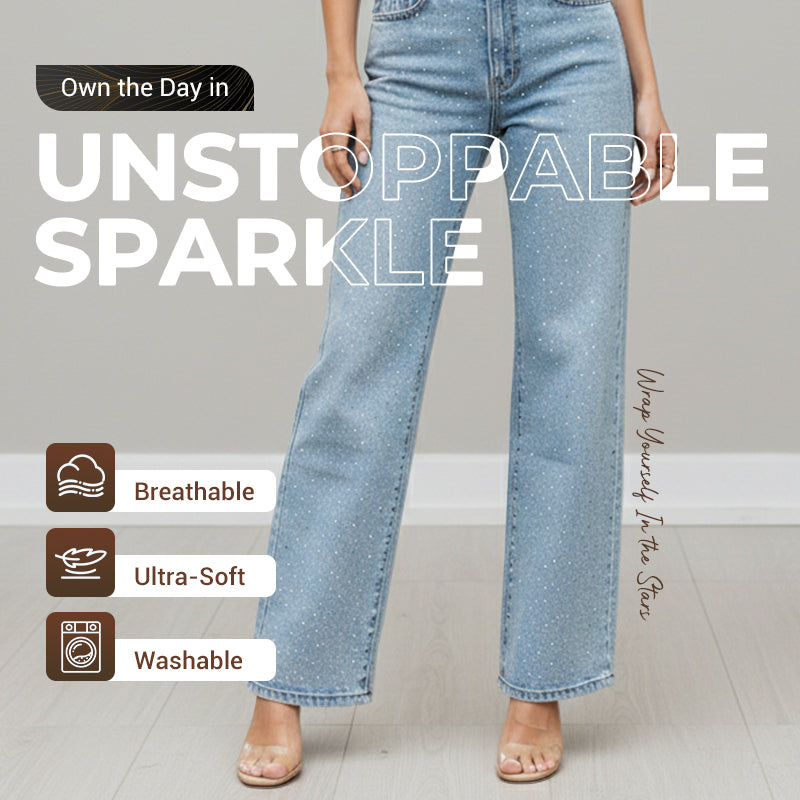 🔥Limited-time offer-Rhinestone-Embellished Straight-Leg Jeans