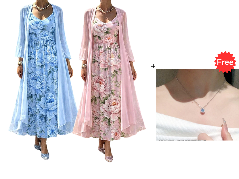 🔥New Arrivals & Best Sellers-Women's Elegant Two-Piece Floral Dress Set