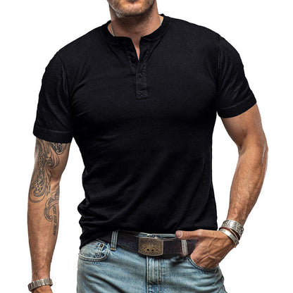 🔥Limited-time offer-Men's Short Sleeve T-Shirts Basic Top with Button– Comfort, Style, And Versatility👕