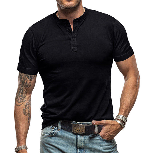 🔥Limited-time offer-Men's Short Sleeve T-Shirts Basic Top with Button– Comfort, Style, And Versatility👕