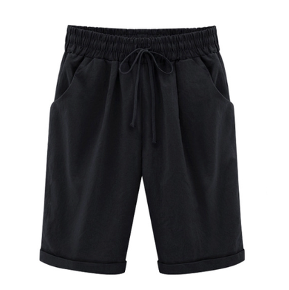 🔥Summer Hot Sales - 50% OFF🔥Plus Size Solid Color Elastic Waist Loose Cropped Shorts