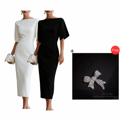 ⌛Limited-Time Offer-Women Elegant Boat Neck Flutter Sleeve Dress