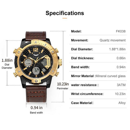⌚Multifunctional Dual Display 3ATM Waterproof Men's Quartz Sports Watch