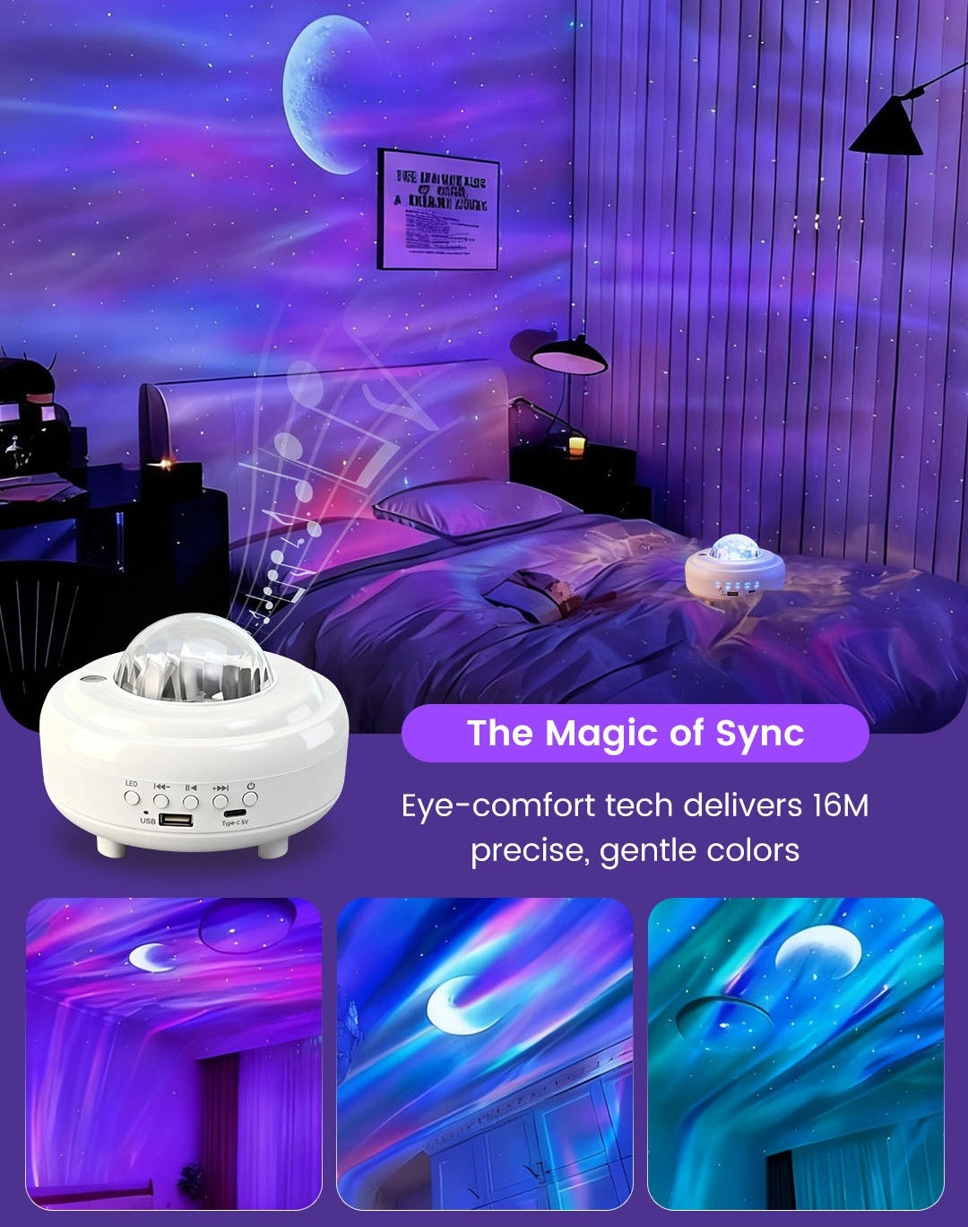 📢📢50 % OFF !!🎅 Northern Lights Aurora Projector – Enjoy the starry sky at home ✨