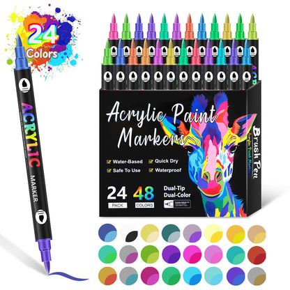 🌈Hot Sale Deals🖌️Dual Tip Acrylic Paint Pen Marker✨🎨