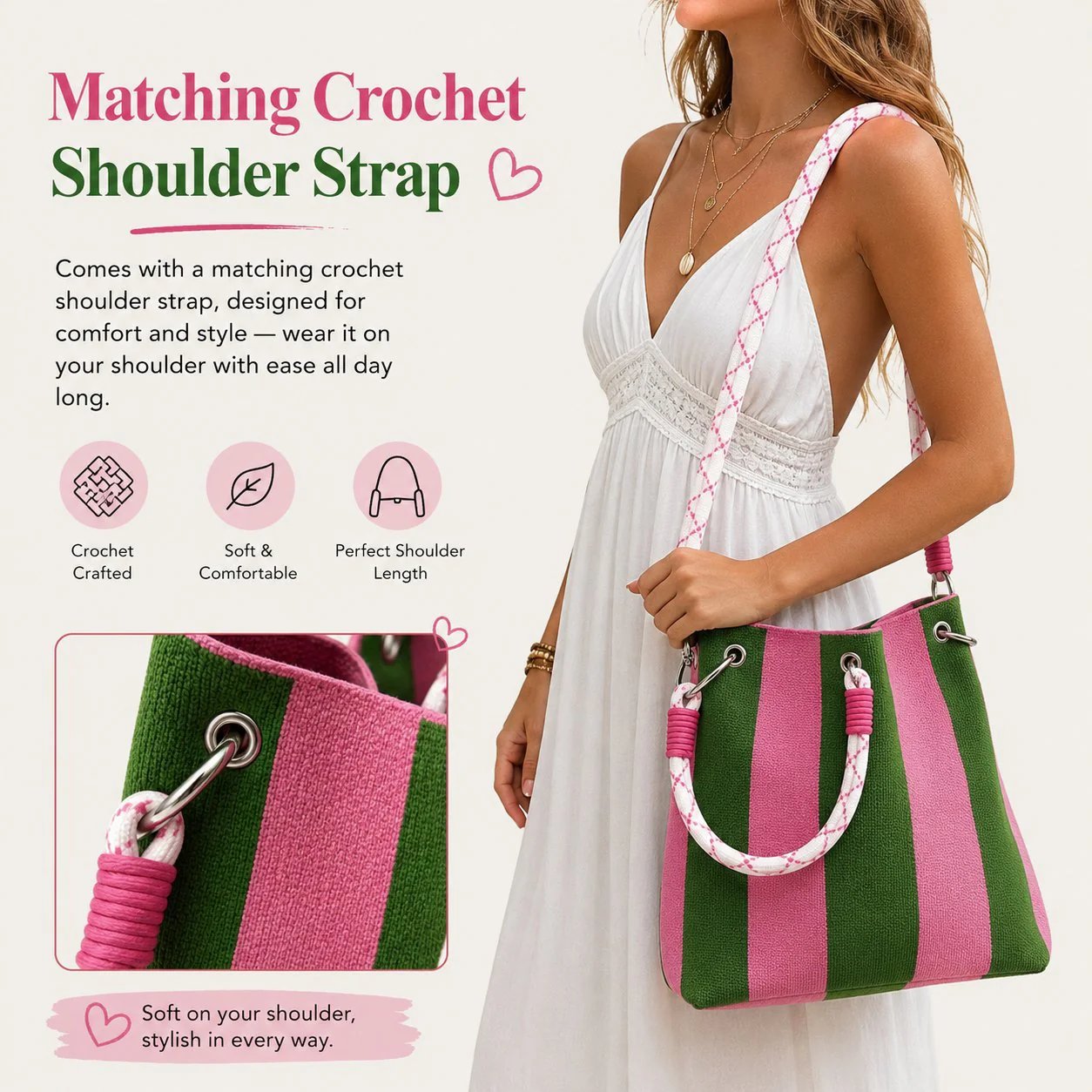 🏆👜 Limited-Time Sale: 50% OFF 🌴 Boho Striped Knit Bucket Handbag for Women – Handmade Summer Beach Shoulder Bag2