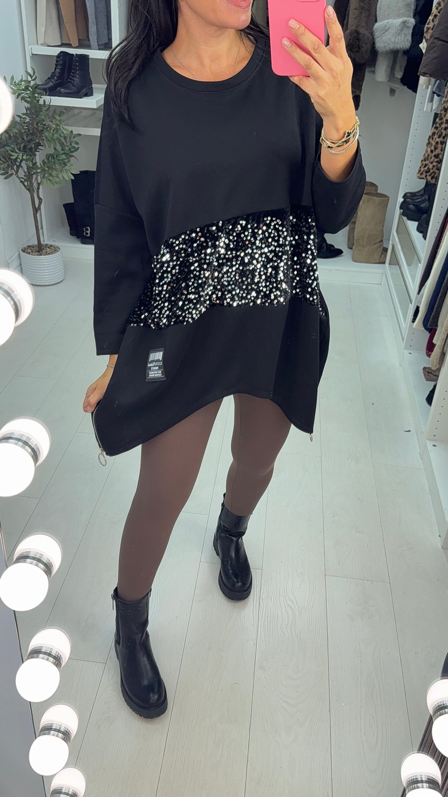 Romina Sequin Panel Detail Loose Fit Sweatshirt Set