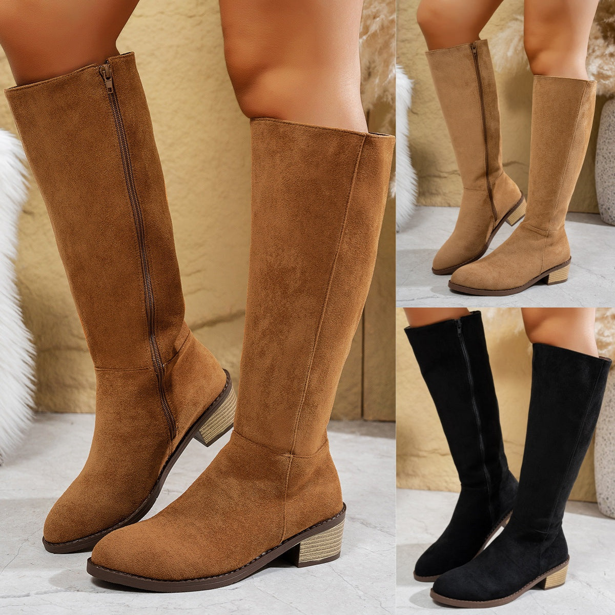 👢 All-Day Elegance | Women's Cushioned Non-Slip Knee-High Boots with Side Zip