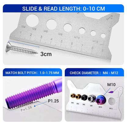 🔥For a limited time 24 hours 💥Hot Sale 58% off🎉Stainless Steel Double-Sided Bolt Gauge Card