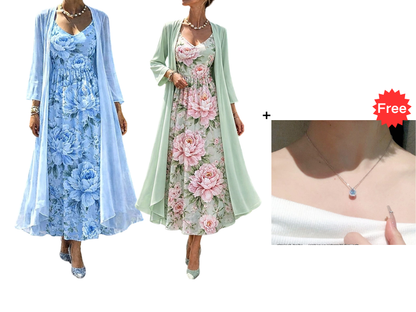 🔥New Arrivals & Best Sellers-Women's Elegant Two-Piece Floral Dress Set