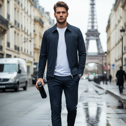💥Limited-time offer-Men’s Casual Solid Color 2-Piece Set – Jacket & Pants