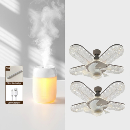 🔥Limited-time offer 💡 Crystal-Effect LED 5-Blade LED Fan Light