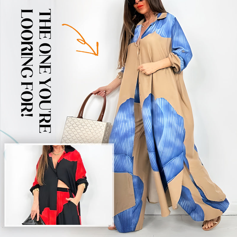 Full Button Down Long Shirt & Drawstring Pants Set