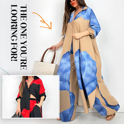 Full Button Down Long Shirt & Drawstring Pants Set