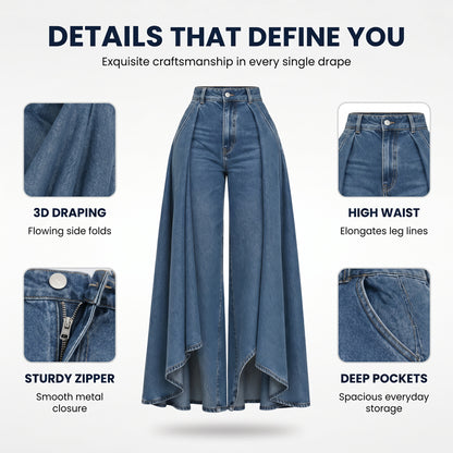 🔥Hot Deals-Women's High-Waist Wide-Leg Jeans with High-Low Hem
