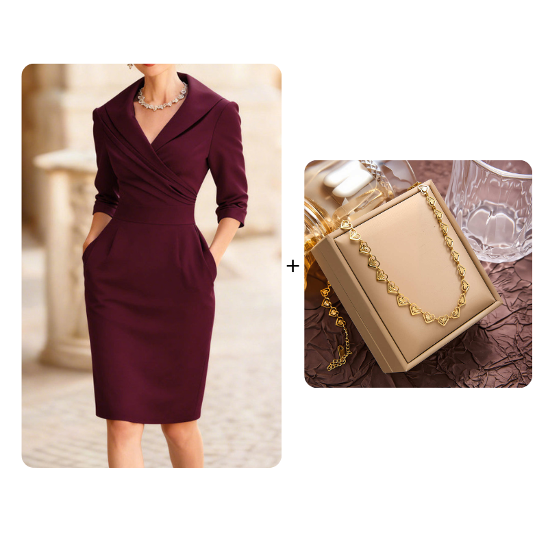 Wine Red_Dress+Necklace