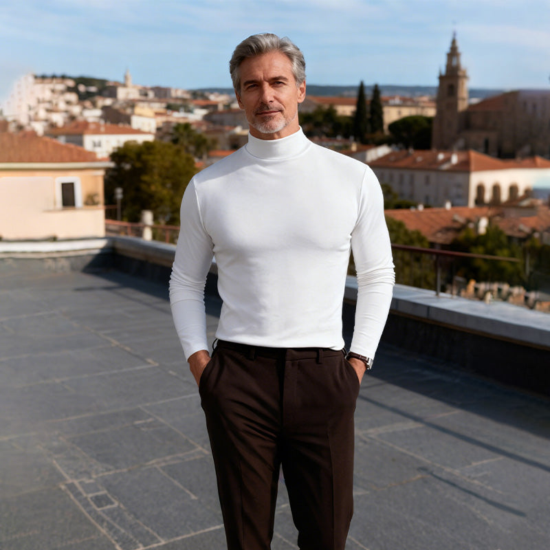 👕49% OFF NOW! 🔥 Men's High Neck Slim Fit T-Shirt - Stretchy & Breathable for Gym or Casual, Modern Style & Comfort 🏃‍♂️📦