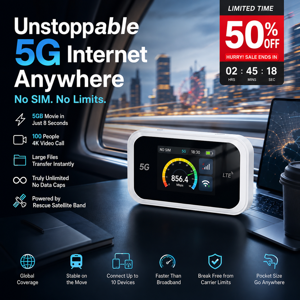 📶Limited-Time Offer- Mobile hotspot with full Wi-Fi coverage