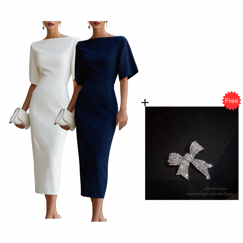 ⌛Limited-Time Offer-Women Elegant Boat Neck Flutter Sleeve Dress