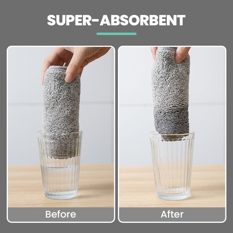🌿Upgrade Cleaning Cloth - Bamboo Charcoal + Microfiber Hybrid 🏆 🧪 Lab-Tested Absorption | 🧤 Lint-Free | 🎁 Includes Storage Pouch