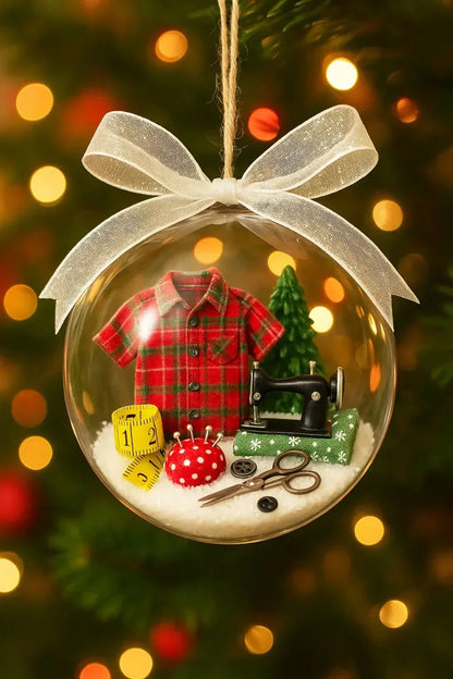🎄 50% OFF NOW! ✨ Holiday Sewing Snow Globe - DIY Craft Ornament with Glitter & Mini Figures, Festive Decor for Tree or Gift 🧵📦