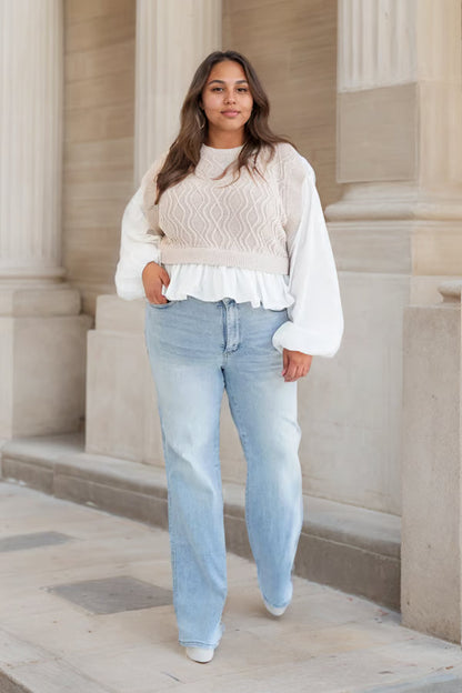 👖💥Hot Sales - 49% OFF💥Vintage Wash Plus-Size Jeans — Stretchy & Straight Leg Fit