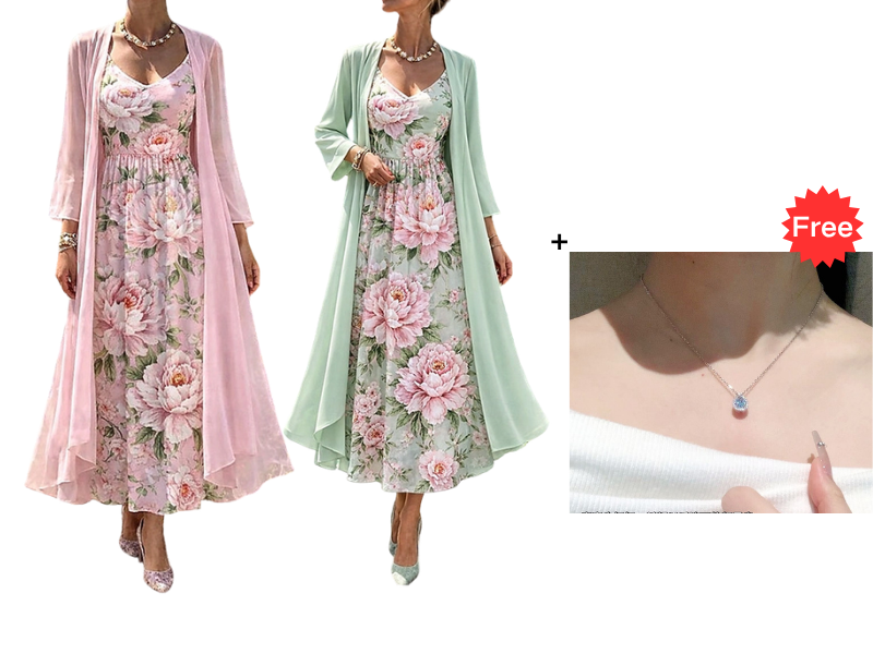 🔥New Arrivals & Best Sellers-Women's Elegant Two-Piece Floral Dress Set