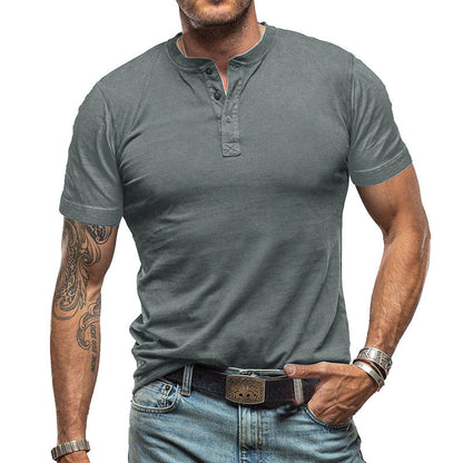🔥Limited-time offer-Men's Short Sleeve T-Shirts Basic Top with Button– Comfort, Style, And Versatility👕