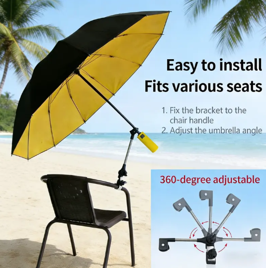 ⌛Today's Daily Special-Outdoor Camping Sunshade Umbrella with Clip, Sun Parasol Umbrella, 49-Inch Large Canopy, UV Protection, Beach Gear, Ideal for Travel, Fishing, Golf, Sports Events, Lightweight Canopy