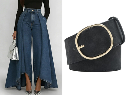 🔥Hot Deals-Women's High-Waist Wide-Leg Jeans with High-Low Hem