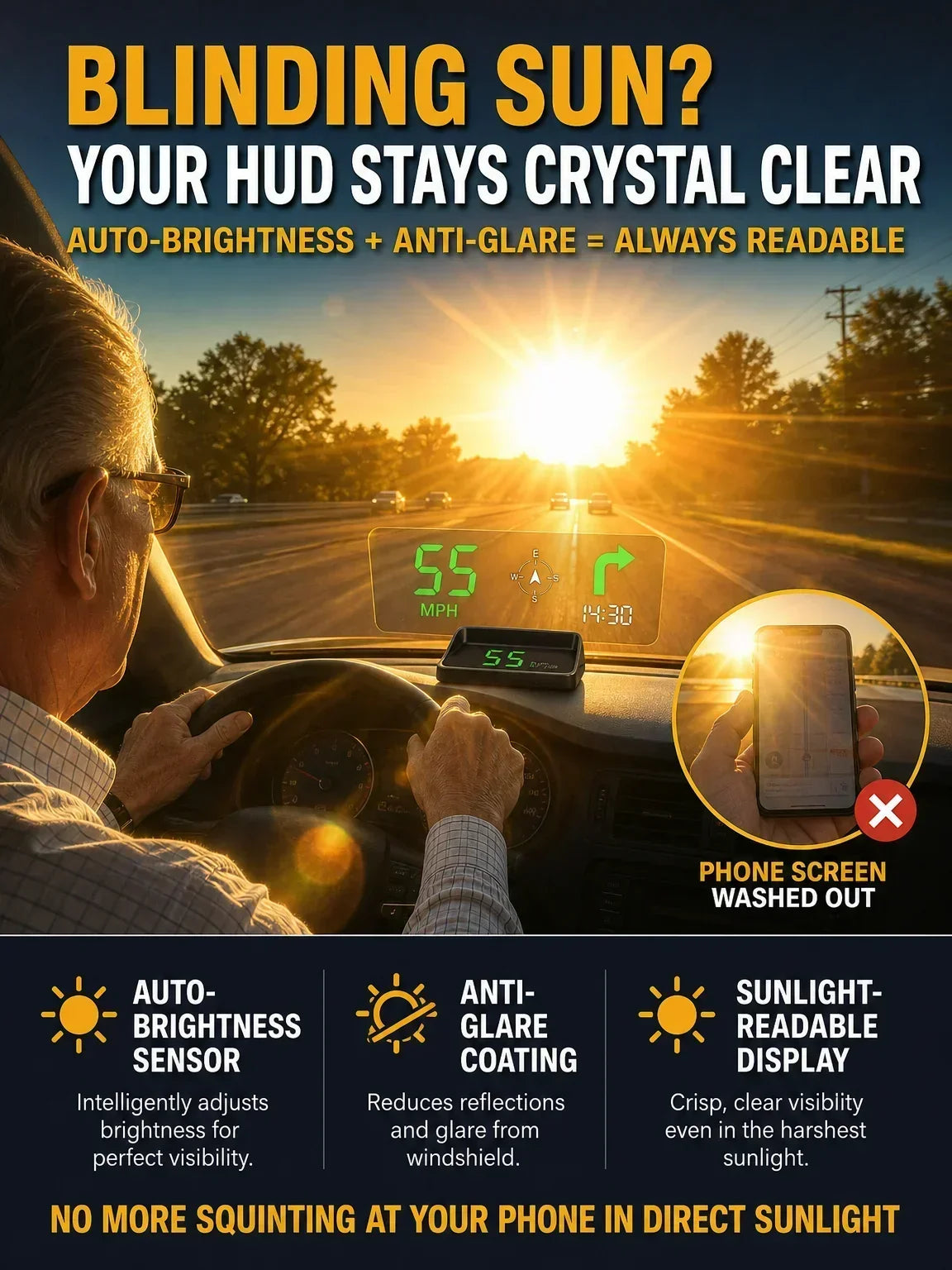 ⌛Limited-Time Offer-Head-Up Display (HUD) Car GPS Digital Speedometer