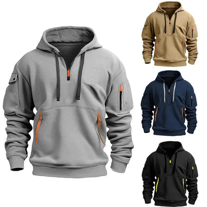 ⌛Limited-Time Offer-Hoodies for Men with Half-Zip and Pockets