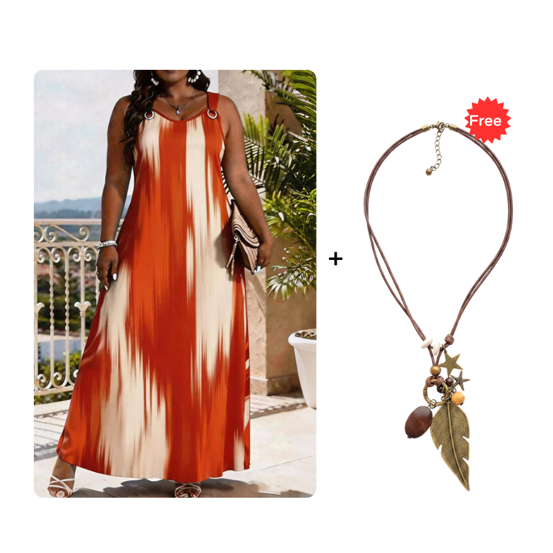 ⌛Limited-Time Offer-Women's Plus Size Sleeveless Striped Dress