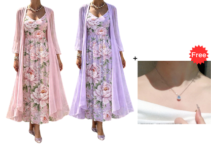 🔥New Arrivals & Best Sellers-Women's Elegant Two-Piece Floral Dress Set
