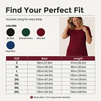 ⌛Limited-Time Offer-Women's Round Neck Textured Knee-Length Dress